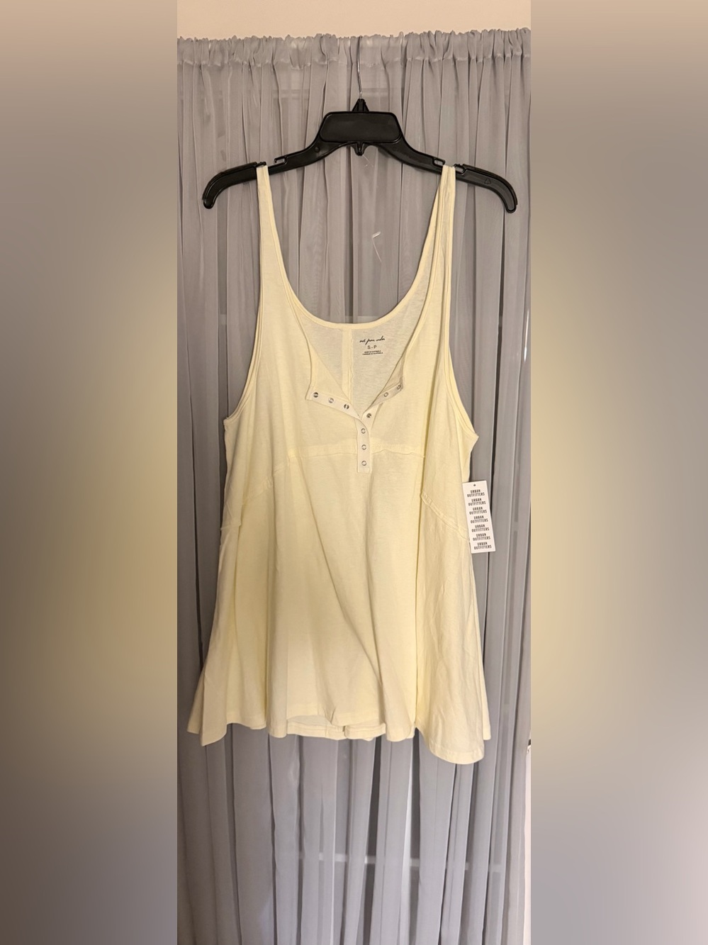 Urban Outfitters Cream Snap-Front Cotton Oversized Tank Dress Small New